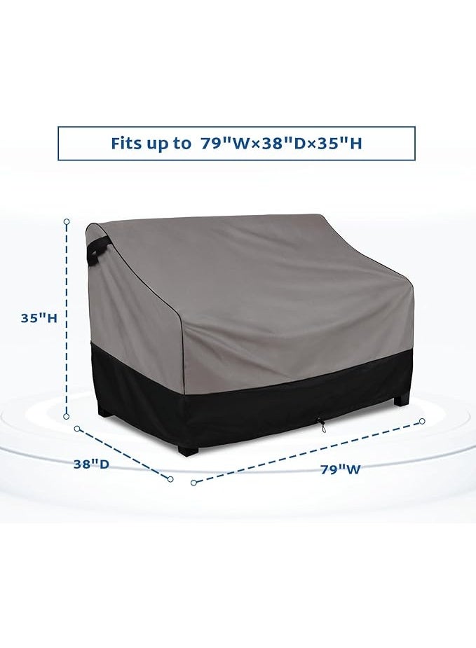 Patio Furniture Sofa Covers 3-Seater Outdoor Waterproof Couch Loveseat Bench Cover, Grey - Image 2